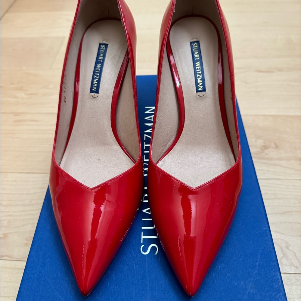 Red Patent Leather Stuart Weitzman Pumps - Picture 2 of 5